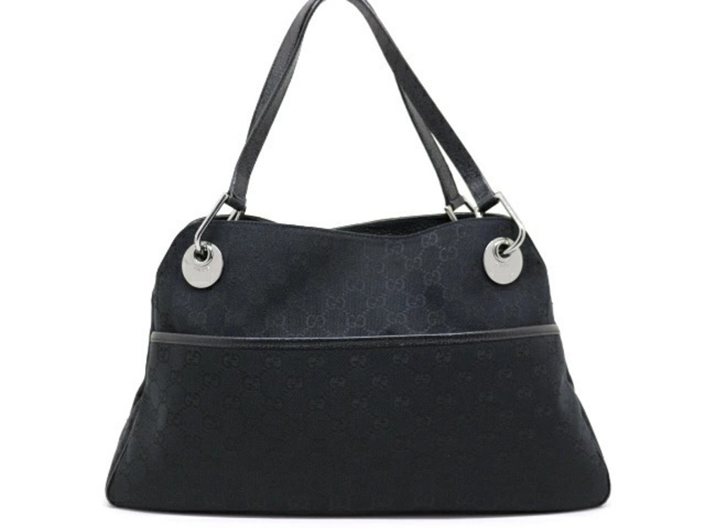 Gucci Tote Bag GG Canvas Black Leather
